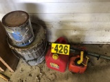 Grease gun & (2) gas cans  NO SHIPPING