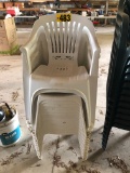 Stack of (16) white plastic chairs  NO SHIPPING