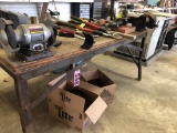 Steel work bench w/ mounted grinder & vice, 68
