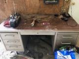 Metal desk & contents  NO SHIPPING