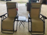 (2) Reclining lounge chairs & table  NO SHIPPING