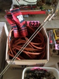 Box of extension cords, fire pokers  NO SHIPPING