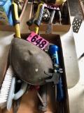 Clamps, hedge trimmers, work light  NO SHIPPING