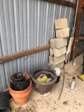 Flower pots in corner w/ cylinder blocks  NO SHIPPING