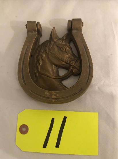 Cast Metal contemporary brass horse head door knocker