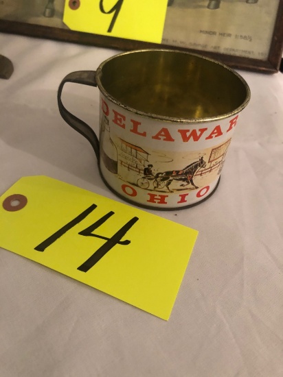 Little Brown Jug, Deleware, OH commemorative tin cup