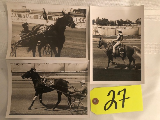 (3) Indiana State Fair early 70's harness racing photos, 5x7"