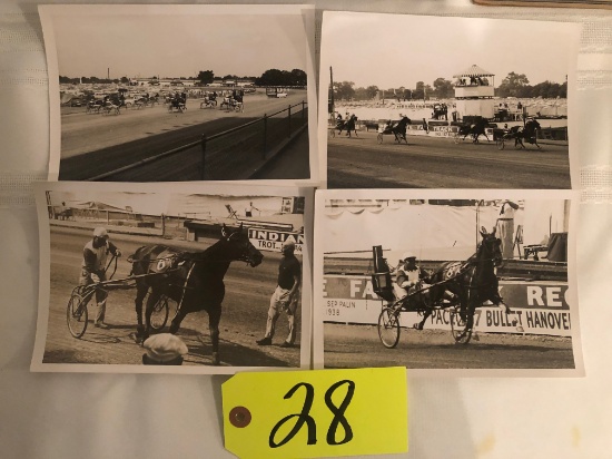 (4) Indiana State Fair early 70's harness racing photos, 5x7"