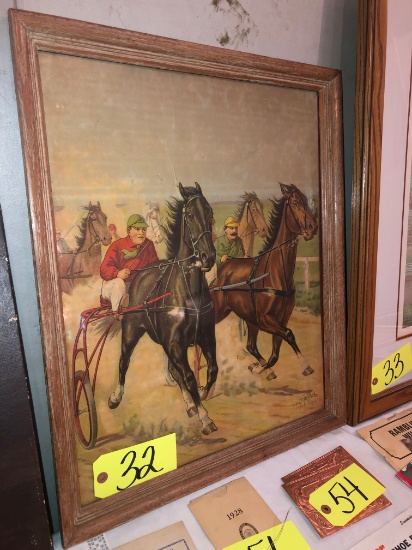 Donaldson Litho Co., Newport, KY #2727 trotting horse race print, framed &