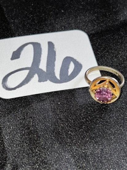 Ladies gold color & amethyst ring