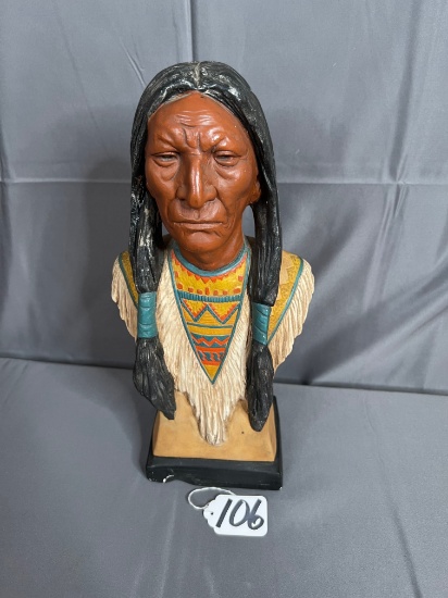 17in. Native American solid chalk or ceramic bust