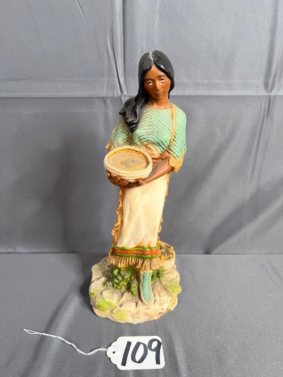 13in. Resin Native American Gatherer figure