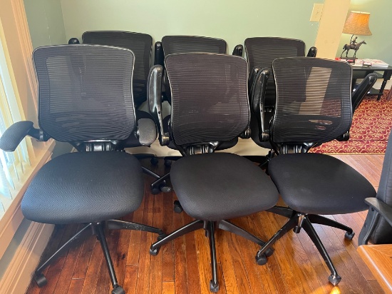 (6) Black ergonomic conference room chairs