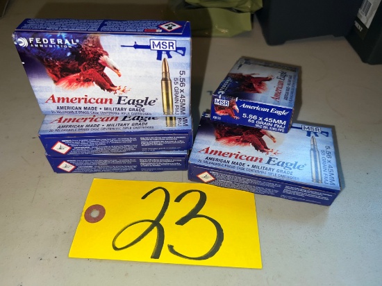 (5) Full boxes (20 rds ea./100 rds total) American Eagle 5.56x45mm