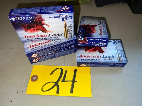 (5) Full boxes (20 rds ea./100 rds total) American Eagle 5.56x45mm