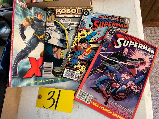 (2) DC Superman Comics, Marvel Robocop X-Men coloring book