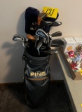 Golf club set, leather Ping bag w/ Lynx Black Cat clubs