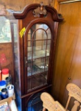 Cherry finished glass front & sides curio cabinet