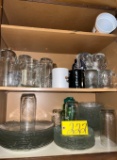 Contents of cabinet: glass dinnerware