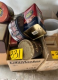Box of collectors tins