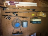 Contents of pegboard: all fishing equipment