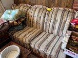 3 cushion wood trimmed sofa