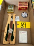 Assorted collectibles, baseball watch
