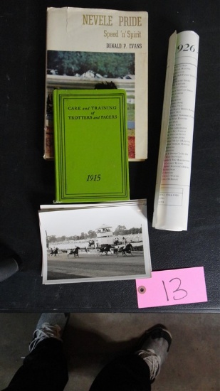 Horse racing books, prints, program