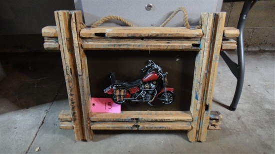 3D Motorcycle art picture with log frame