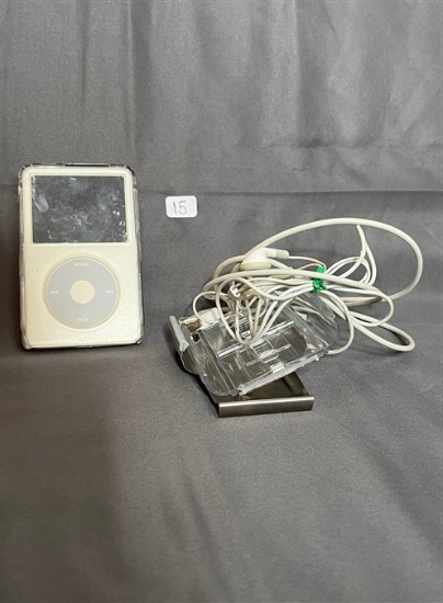 Apple iPod 30gb, model: A1136 w/ case, charger, earbuds, & belt clip