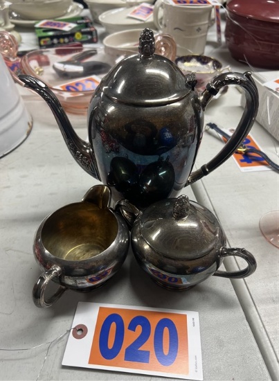 (3) Pc. Pewter by Poole tea set