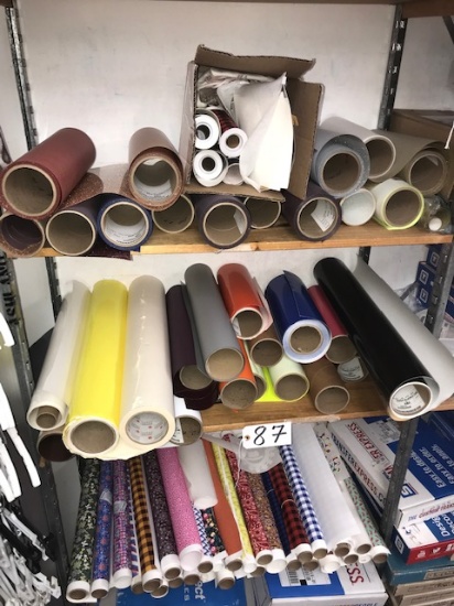 (3) Shelves of assorted partial rolls of vinyl