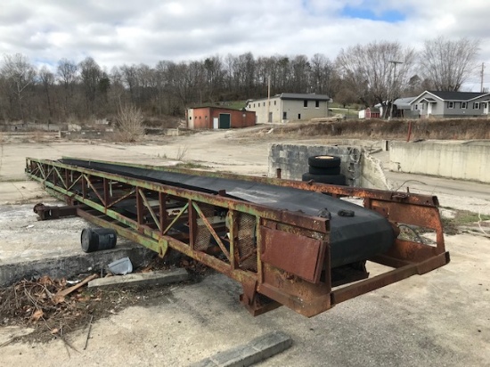 Belt Conveyer w/ axel and tires, appx 50 ft w/ 30 in belt
