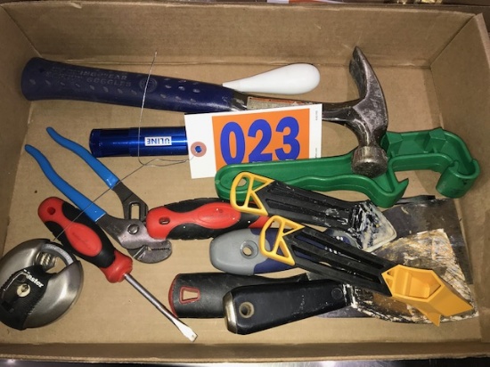 Box of asst tools and master lock