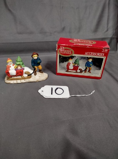 Dickens Collectibles kids w/ sleigh accessories w/ box
