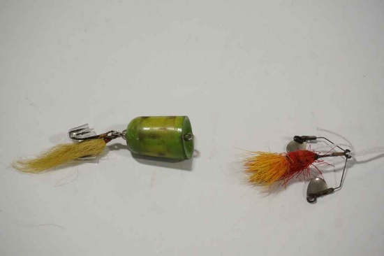 Green Popper Lure and Red Spinner Lur