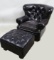 RESTORATION HARDWARE LEATHER CHAIR & OTTOMAN