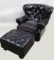 RESTORATION HARDWARE LEATHER CHAIR & OTTOMAN