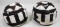 PAIR OF NATURAL ZEBRA HIDE OTTOMANS