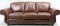 BROWN LEATHER THREE CUSHION SOFA