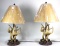 PAIR OF FAUX ANTLER STYLE LAMPS W/PARCHMENT SHADES
