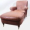 ITALIAN BROWN LEATHER CLUB CHAIR AND OTTOMAN