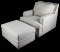 OATMEAL LINEN FABRIC CLUB CHAIR AND OTTOMAN