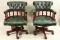PAIR OF VINTAGE BUTTON TUFTED LEATHER ARMCHAIRS