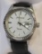 J. BRACKETT VERONA WHITE DIAL BLACK LEATHER WATCH
