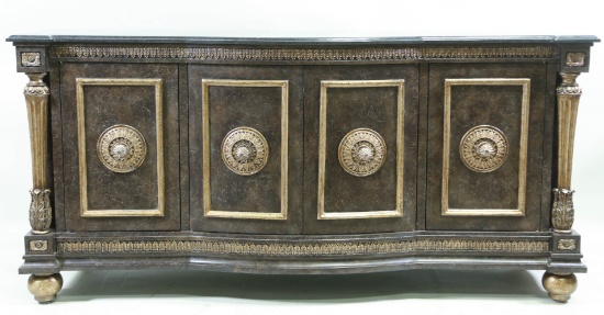 NEOCLASSICAL STYLE GRANITE TOP FOUR DOOR CABINET