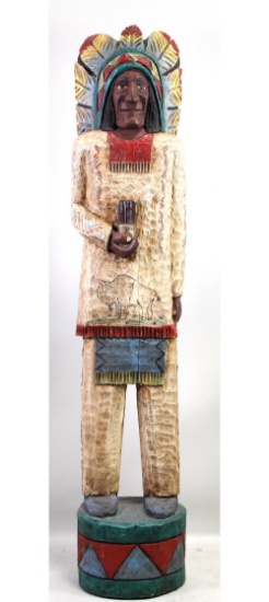 R. GALLAGERS CARVED NATIVE AMERICAN CIGAR STORE