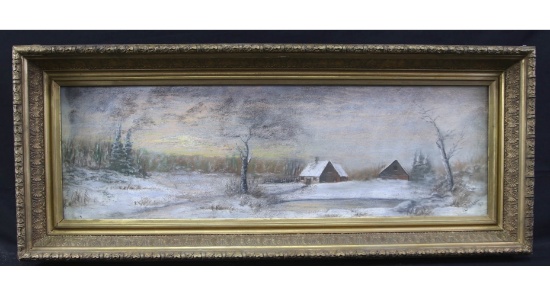 CIRCA 1891 WINTER LANDSCAPE PASTEL ON PAPER