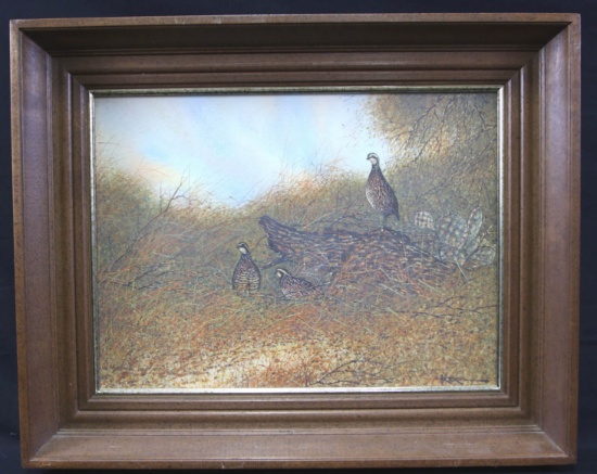 ARTURO MERCADO THREE QUAIL WATERCOLOR PAINTING