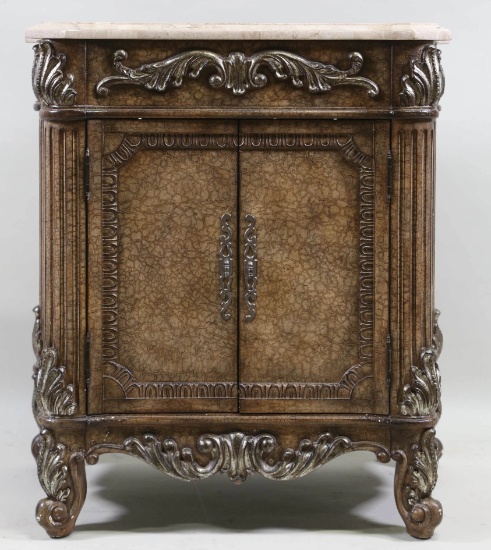 FAUX MARBLE TOP BEDSIDE CHEST